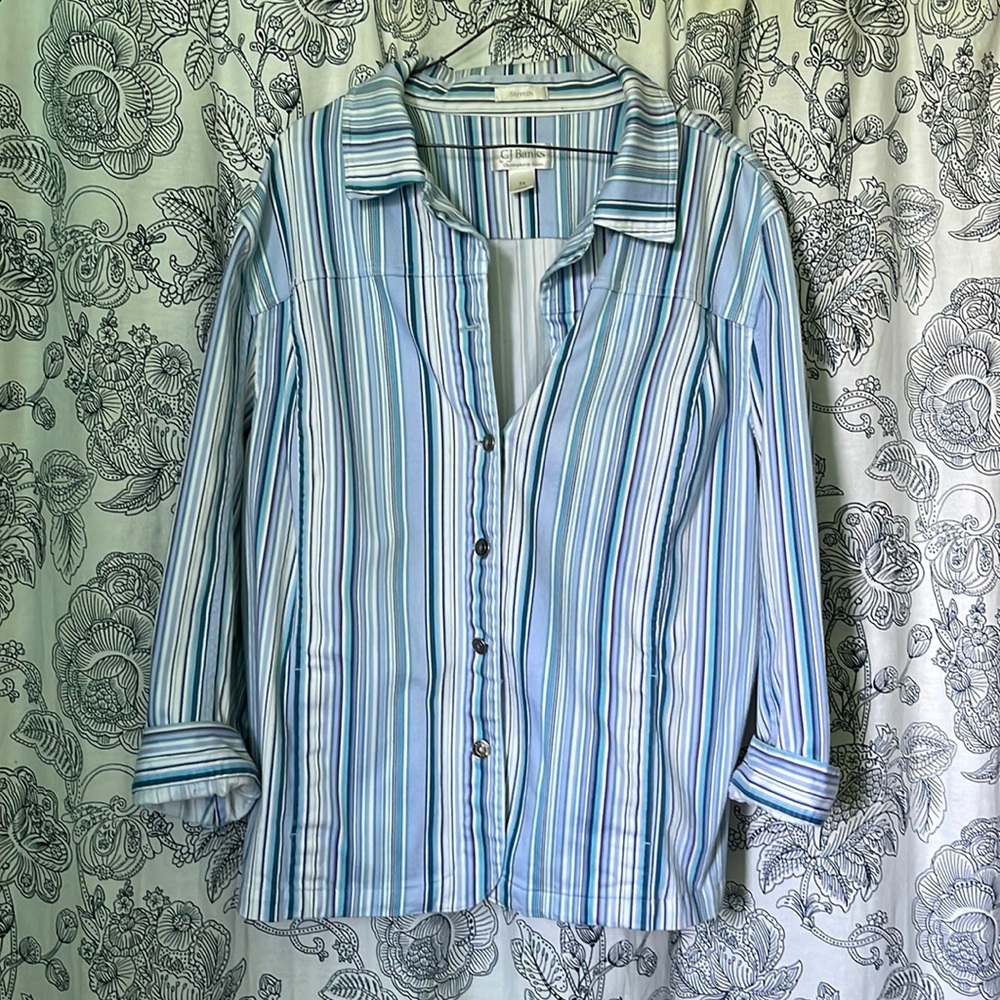 CJ Banks WOMEN 3X blue striped blazer/ jacket